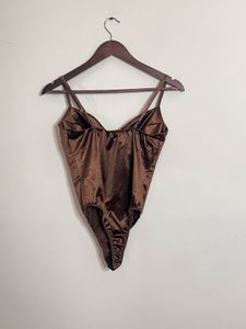 Brown Satin Bodysuit