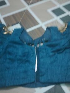 Teal &amp; Gold Embellished Blouse