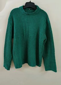 Forest Green Relaxed Crewneck Sweater