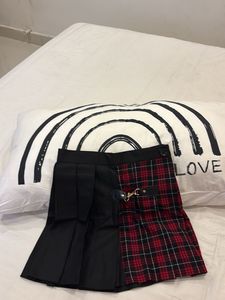 Two-Tone Pleated Mini Skirt