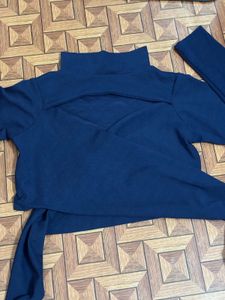 Navy Cutout Top