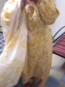 Yellow Printed Salwar Kameez Women 4xl Dress