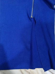 Blue Zipper Mini Skirt