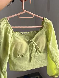 Green Tie-Front Top