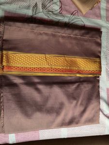Brown Silk Saree with Gold Border