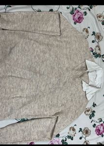 Beige V-Neck Sweater