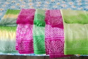 5 BRAND NEW Bandhani silk saree set &amp; ready fall
