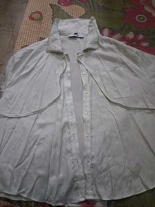 satin White shirt having pearl work on collar