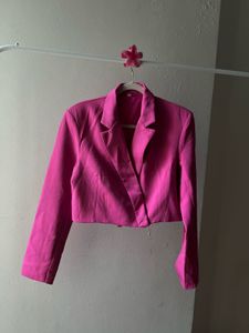 Fuschia PINK Single Breasted Cropped Blazer