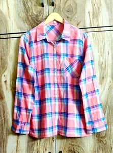 Pink Printed Cotton Shirt  Size-38