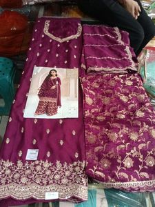 Elegant Maroon Embroidered Salwar Suit