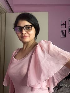 Pink Ribbed Top with Chiffon Sleeves