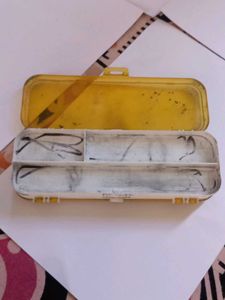 Vintage Yellow Plastic Pencil Box