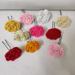 Crochet Flower Hair Pins