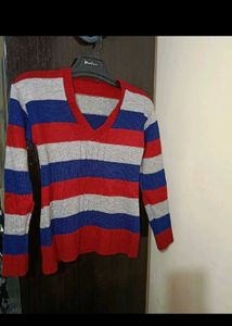 Striped V-Neck Pullover
