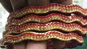 Red & Gold Rhinestone Bangles