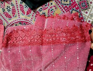 Elegant Pink Sequin Saree