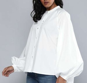 White Bishop Sleeve Blouse