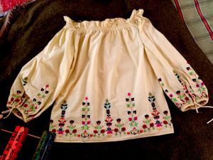 Embroidered Peasant Top