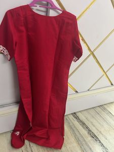 Red Embroidered Kurta