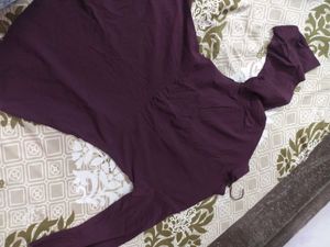 Purple Short Frock Type Topwear With Buttons