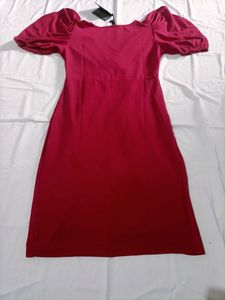 Puff Sleeve V-Neck Bodycon Casual Mini Dress