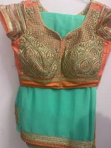 Sea green party wear Saree