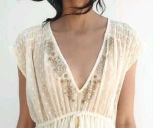 Zara Embellished Beach Mini Dress