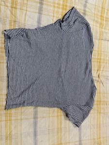 Striped Wrap Top deep neck