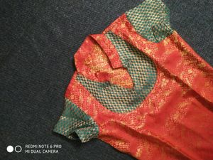 Zari Kurti Red &amp; Green