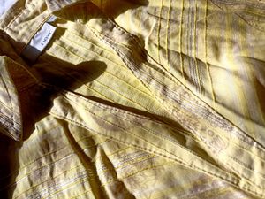 Yellow Floral Classy Shirt With Shining Lines