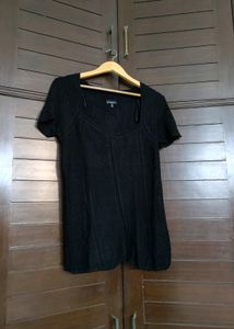 Women Black Off Shoulder Cotton Mix Top