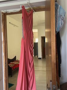 Coral Formal Gown with Embellishments