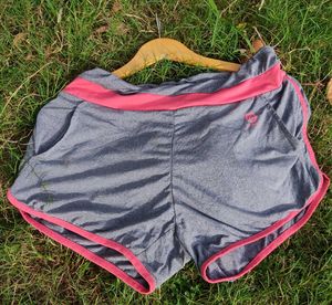 Gray & Pink Sporty Shorts