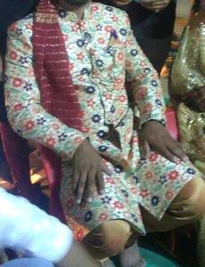 Floral Sherwani with Brooch