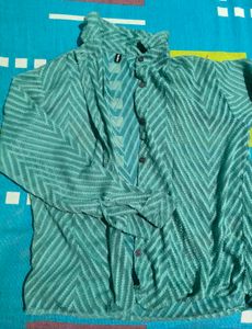 Mango Basic Turquoise Patterned Top
