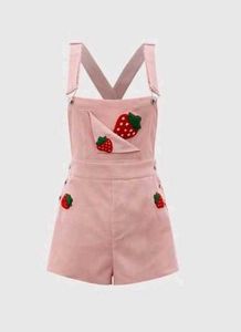 Cute Strawberry Courdoy Playsuit