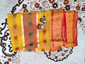 Elegant Yellow Heart Saree