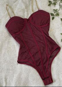 Burgundy Chain Bodysuit