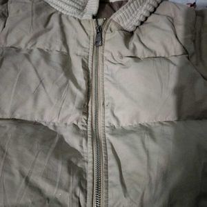 Beige Puffer Jacket with Hood
