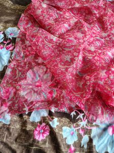 Floral Kurta Set With Organza Dupatta