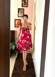 Red Floral Dress Size M