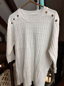 Elegant White Button Shoulder Top