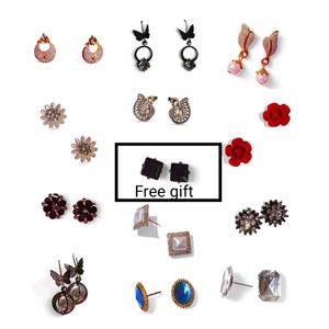 13 Pairs Of College Studs And Earrings Combo