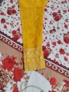Yellow haldi suit plazo trouser sui