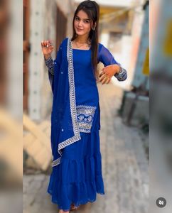 Blue Embroidered Kurta Set