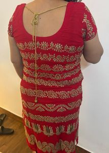 Elegant Red &amp; Gold Embroidered Kurta