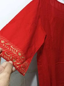 Red Colour A Line Kurti Dupatta Set4xl