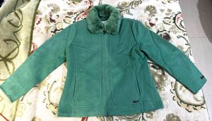 🐊Elegant Green Wool-Blend Winter Jacket with Faux