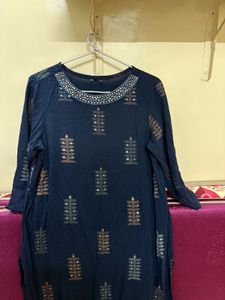 Navy Blue Embroidered Tunic Kurta❤️